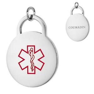 【送料無料】ジュエリー・アクセサリー クマジンラウンドペンダントブレロックフリーチェーンcoumadin acier inoxydable medicale rond pendentif breloque, gratuit chaine