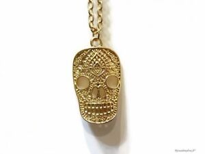 【送料無料】ジュエリー・アクセサリー メッキペンダントジャンパーアボリジニsautoir pour femme en plaque or pendentif effet tete de mort aborigene neuf