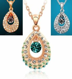 【送料無料】ジュエリー・アクセサリー ストラスクリスタルネックレスチェーンペンダントドロップcollier chaine de strass gouttes cristal pendentif qualite sobre couleurs 13,125円
