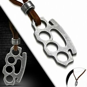 【送料無料】ジュエリー・アクセサリー トンチャームリングネックレスalliage 2ton charm bague reglable collier en cuir veritable brun