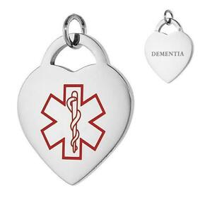 【送料無料】ジュエリー・アクセサリー ペンダントブレロックチェーンdementia acier inoxydable alerte medicale coeur pendentif breloque,sans chaine