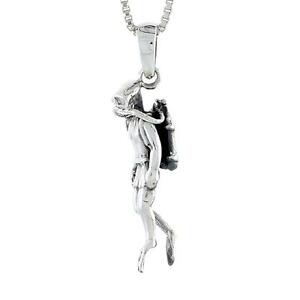 【送料無料】ジュエリー・アクセサリー シルバースターリングダイビングダイバーソリッドペンダントブレロックイタリアargent sterling plongee plongeur 3d solide pendentif breloque,18 italie