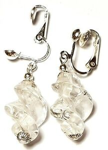 【送料無料】ジュエリー・アクセサリー クリップドロップシルバートルティヨンパスタlarge argent transparent pates tortillon avec clip oreilles goutte pendantes