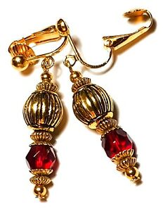 【送料無料】ジュエリー・アクセサリー クリップグーテペンダントヴィンテージクラスグラスシックボボrouge or avec clip oreilles goutte pendantes verre classe vintage chic bobo