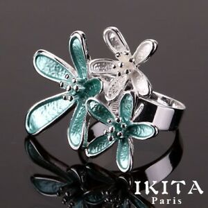 【送料無料】ジュエリー・アクセサリー リングアジャスタブルターコイズシルバーフローラルトリオbague ikita ajustable trio fleuri turquoise et argente