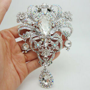 【送料無料】ジュエリー・アクセサリー ブローチピンクリアラインストーンクリスタルbride huge flower pendant brooch pin clear rhinestone crystal