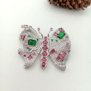【送料無料】ジュエリー・アクセサリー ゴールドメッキマイクロバタフライブローチ40x48mm gold plated cz micro butterfly brooch