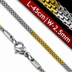 【送料無料】ジュエリー・アクセサリー ステンレスメッシュチェーン45cm x 25mm ?chaine a maillons de maille ronde en acier inoxydable avec fermoi