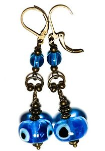 【送料無料】ジュエリー・アクセサリー ブロンズターコイズバッドアイスリーパーイヤリングボボヴィンテージジプシーbronze turquoise mauvais oeil dormeuses boucles doreilles bobo vintage gypsy