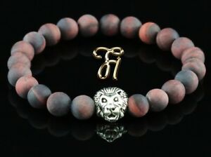 【送料無料】ジュエリー・アクセサリー レッドタイガーアイマットシルバーライオンヘッドパールブレスレットoeil de tigre rouge mat argente tete de lion bracelet de perles