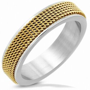 【送料無料】ジュエリー・アクセサリー トンステンレスメッシュフラットリング6mm ?bague plat a mailles en acier inoxydable 2 tons