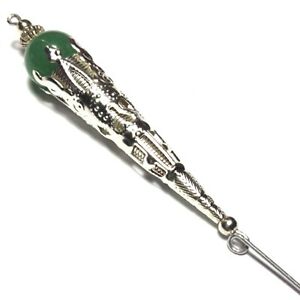 【送料無料】ジュエリー・アクセサリー シルバーグリーンアゲートパールハットデコアンティークシックレトロ127cm argent vert agate chapeau broche perle deco antique vintage chic retro