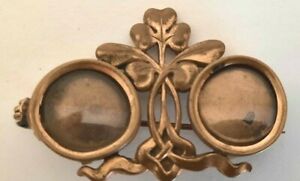 【送料無料】ジュエリー・アクセサリー ブローチドアクローバーbroche relique porte photo trefle en laiton