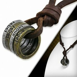 【送料無料】ジュエリー・アクセサリー エンジェルリングチャームトーンネックレスレザーネックレスalliage de mode alliage 3 tons angel rebel ring charm collier en cuir veritable 13,845円