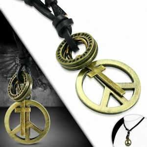 【送料無料】ジュエリー・アクセサリー ファッショントーンリングサインピースチャームネックレスalliage de mode alliage 2 tons bague signe de la paix charm reglable collier de