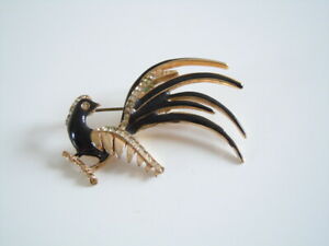 【送料無料】ジュエリー・アクセサリー ゴールデンジュエリーファンタジーストラスブローチdoree bijoux fantaisie email strass broche oiseaux 8,2 g5,2 x 3,5 cm