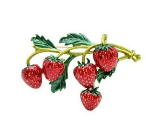 【送料無料】ジュエリー・アクセサリー ストロベリーブランチスチールストロベリーピンブローチbroche epingle fraises sur branche fraisier, acier