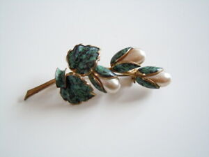 【送料無料】ジュエリー・アクセサリー ブローチvieux couleur doree fleurs broche avec perles artistiques 7,2 g5,4 x 2,1 cm
