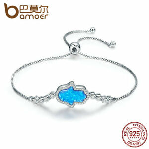 【送料無料】ジュエリー・アクセサリー オパールバモアスターリングシルバーブレスレットホットbamoer s925 sterling silver bracelet with blue opal hands for women jewelry hot