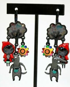 【送料無料】ジュエリー・アクセサリー イヤリングビジューロリロタオオカミboucles d oreilles bijoux lol lolilota chaperon rouge loup fleur noir dormeuses