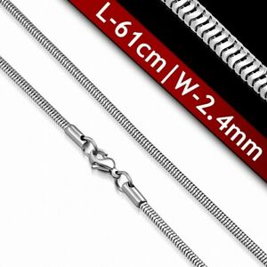 【送料無料】ジュエリー・アクセサリー ステンレスコイル61cm 24mm ?chaine a maillons serpentins en acier inoxydable avec fermoir a pin