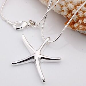 【送料無料】ジュエリー・アクセサリー レディースネックレスシースターペンダントシルバーファインメッキasamo femme collier avec etoile de mer pendentif 925 argent fin plaque h1027