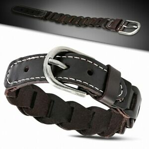 【送料無料】ジュエリー・アクセサリー ベルトバックルファンシーブラウンレザーブレスレットbracelet fantaisie en cuir marron avec boucle de ceinture
