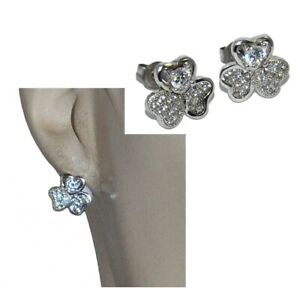 【送料無料】ジュエリー・アクセサリー イヤリングネイルメッキシルバークローバーホワイトクリスタルジュエルboucles doreilles clous plaque argent trefle cristal blanc bijou