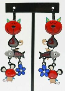 【送料無料】ジュエリー・アクセサリー イヤリングビジューロリロタレッドキャットマウスboucles d oreilles bijoux lol lolilota chat rouge souris poisson dormeuses
