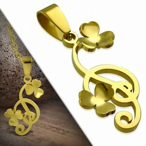【送料無料】ジュエリー・アクセサリー ゴールデンステンレスペンダントpendentif en acier inoxydable dore fleurs de vigne