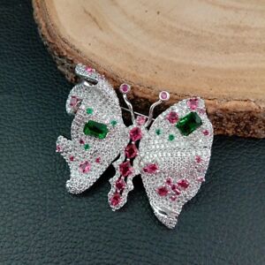 【送料無料】ジュエリー・アクセサリー カラーゴールドメッキマイクロバタフライブローチ40x48mm mixed color gold plated cz micro butterfly brooch pin
