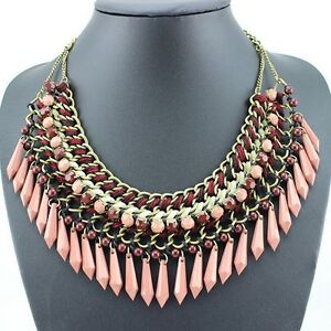 【送料無料】ジュエリー・アクセサリー カラープラストロンネックレス*** collier plastron le magnifique couleur vieux rose top qualite ***