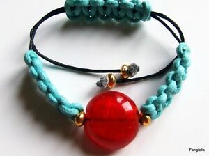 【送料無料】ジュエリー・アクセサリー シャンバラコットンブレスレットオレンジターコイズコーティングbracelet shamballa coton enduit turquoise sur noir perle rouge orange sur feuill