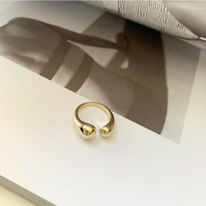【送料無料】ジュエリー・アクセサリー オープンリングシンプルドロップゴールドメッキbague ouvert reglable deux goutte simple plaque or 14k dd18