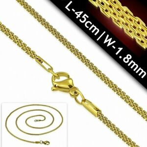 【送料無料】ジュエリー・アクセサリー フラットリンクチェーンゴールドステンレススチール45cm x 18mm ?chaine a maillons plats en acier inoxydable dore avec fermoir a p