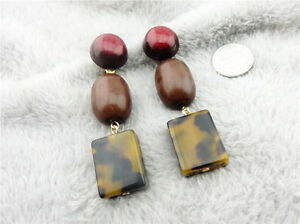 【送料無料】ジュエリー・アクセサリー イヤリングクリップオンゴールデンドロップスケールタートルレッドパターンboucles doreilles clip on dore goutte rectangle ecaille tortue motif rouge j10