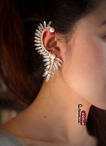 【送料無料】ジュエリー・アクセサリー ストレートパールシートナイトボックスイヤリングクロークリップune boucle doreille clou clip autour droite dore perle feuille boite de nuit j5
