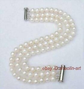【送料無料】ジュエリー・アクセサリー カルチャービーズブレスレット78mm, 3 rangee, blanc, perle de culture, bracelet ,19cm 12,946円