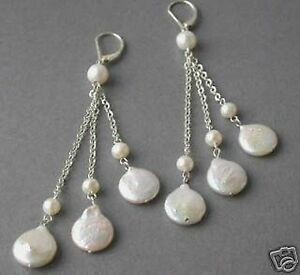 【送料無料】ジュエリー・アクセサリー ホワイトコーナービーズイヤリング10 mm ,blanc, coin forme ,perles deau douce ,boucles doreilles