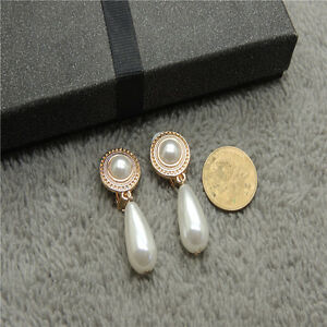【送料無料】ジュエリー・アクセサリー イヤリングクリップオンゴールデンパールドロップホワイトポアシンプルレトロboucles doreilles clip on dore goutte perle poir blanc simple retro j8