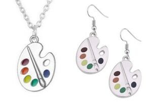 【送料無料】ジュエリー・アクセサリー ペンダントネックレスペイントパレットイヤリングparure collier pendentif et boucles doreille palette peinture
