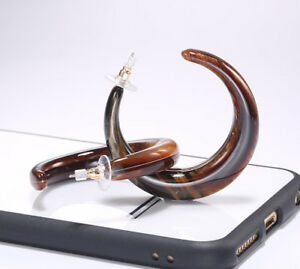 【送料無料】ジュエリー・アクセサリー イヤリングビッグシルバークレオールリングオーバルフロムブラウンboucles doreilles gros argente creole anneau epais ovale c frome brun m3