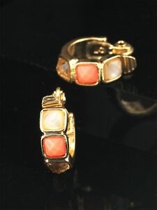 【送料無料】ジュエリー・アクセサリー イヤリングクリップオンノーゴールデンクレオールリングサーモンコーラルスモールboucles doreilles clip on non percee dore creole anneau saumon corail petit j13