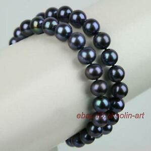 【送料無料】ジュエリー・アクセサリー カルチャービーズブレスレット78mm, vogue, noir, perle de culture, 2 rangee, bracelet ,19cm