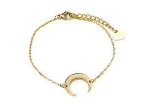 【送料無料】ジュエリー・アクセサリー チャームホーンムーンゴールデンスチールファインチェーンブレスレットbc2467f bracelet fine chaine avec charm corne lune acier dore