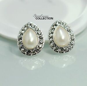【送料無料】ジュエリー・アクセサリー イヤリングシルバークリップチップドロップクリスタルパールヴィンテージクラスboucles doreilles clips argente puces goutte perle cristal vintage class j1