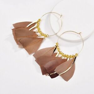 【送料無料】ジュエリー・アクセサリー イヤリングクレオールリングテイントブラウンブラウンboucles doreilles creole anneau gros plume veritable teint brun marron xx33 13,485円