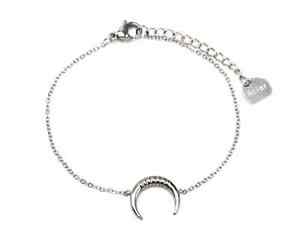 【送料無料】ジュエリー・アクセサリー チャームムーンモチーフシルバースチールファインチェーンブレスレットbc2770f bracelet fine chaine avec charm corne lune motif acier argente