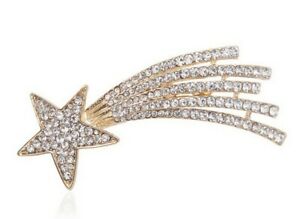 【送料無料】ジュエリー・アクセサリー ホワイトストラスシューティングスターブローチゴールデンスチールbroche etoile filante strass blanc, acier dore