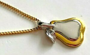 【送料無料】ジュエリー・アクセサリー コリアーゴールデンシルバーポワレペンダントcollier pendentif poire dore amp; argente 38,5cm neuf